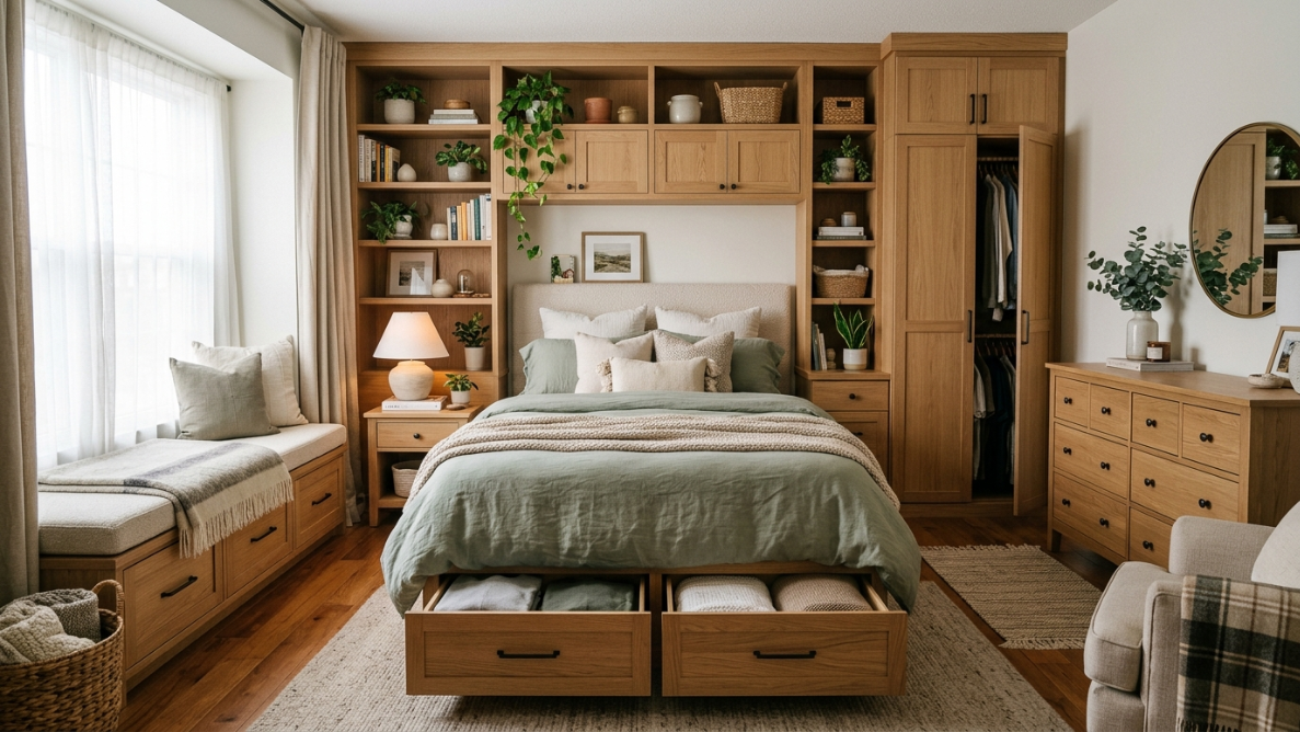 A bedroom that balances comfort and storage